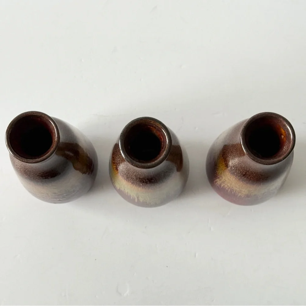 Vintage Art Ceramic Bud Vase - Crystalline Effect - Bronze - Picture 3 of 8